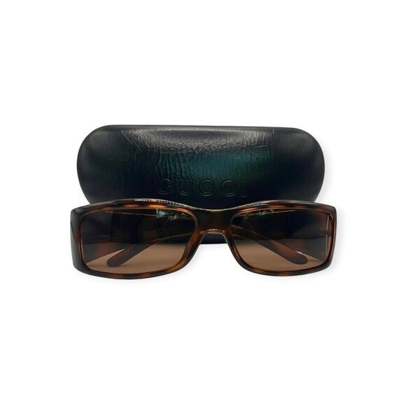 Gucci Sunglasses Rectangle Brown Slim VintageAuthentic Retro Y2K